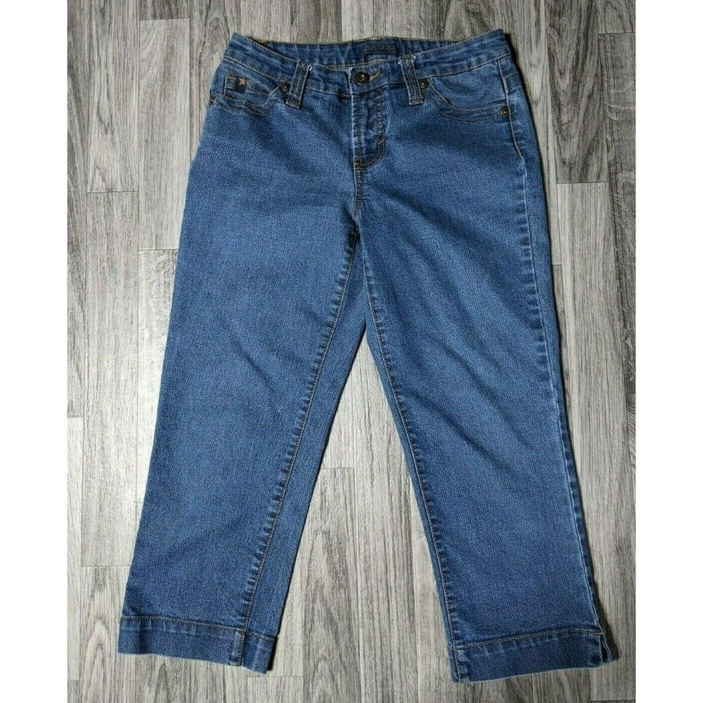 Jeanstar Womens Size 4 Embroidered Denim Blue Jean Capris